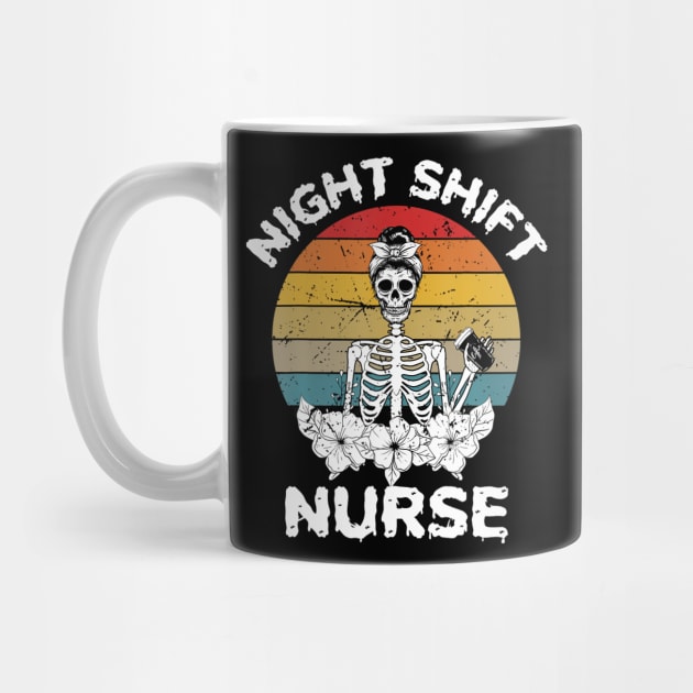 Funny Night Nurse Skeleton Halloween RN Nurses by Namatustee